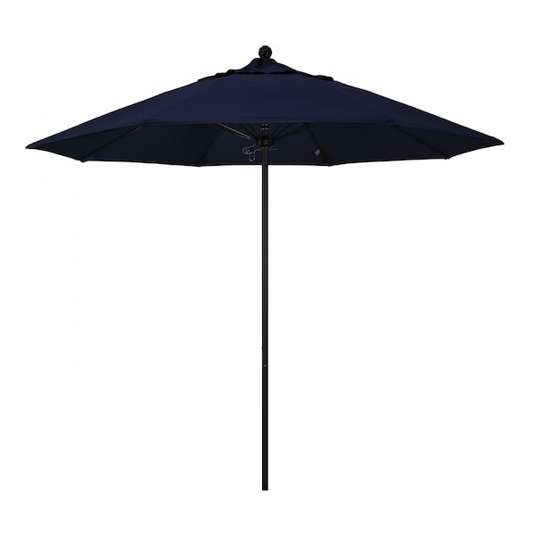 California Umbrella 9' Black Aluminum Market Patio Umbrella, Pacifica Navy 194061335895 - main